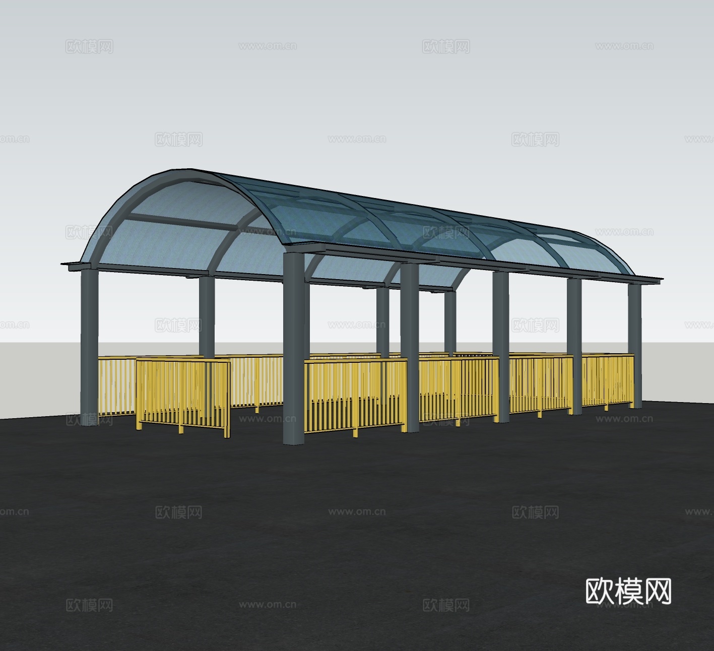 现代自行车棚su模型下载