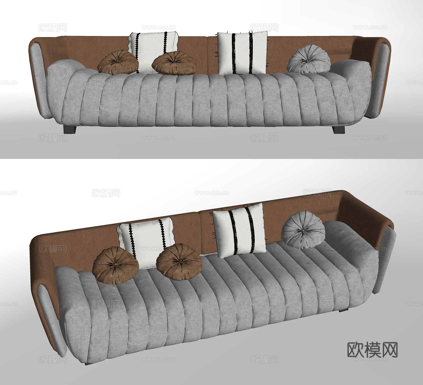 现代布艺多人沙发su模型下载下载（渲染图2）