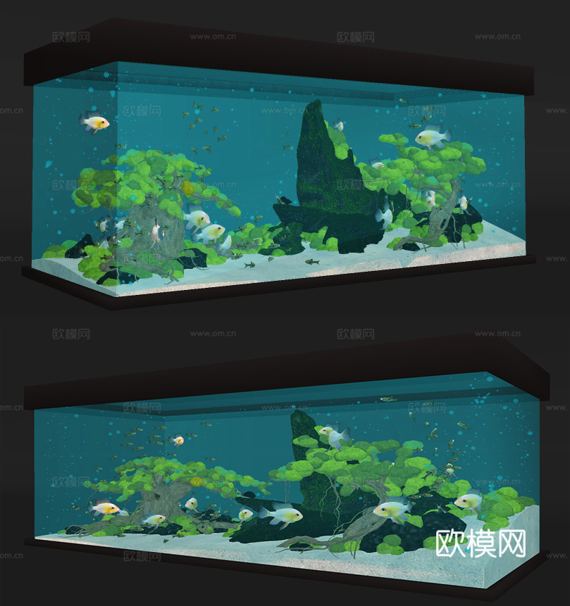 现代鱼缸水族箱su模型下载