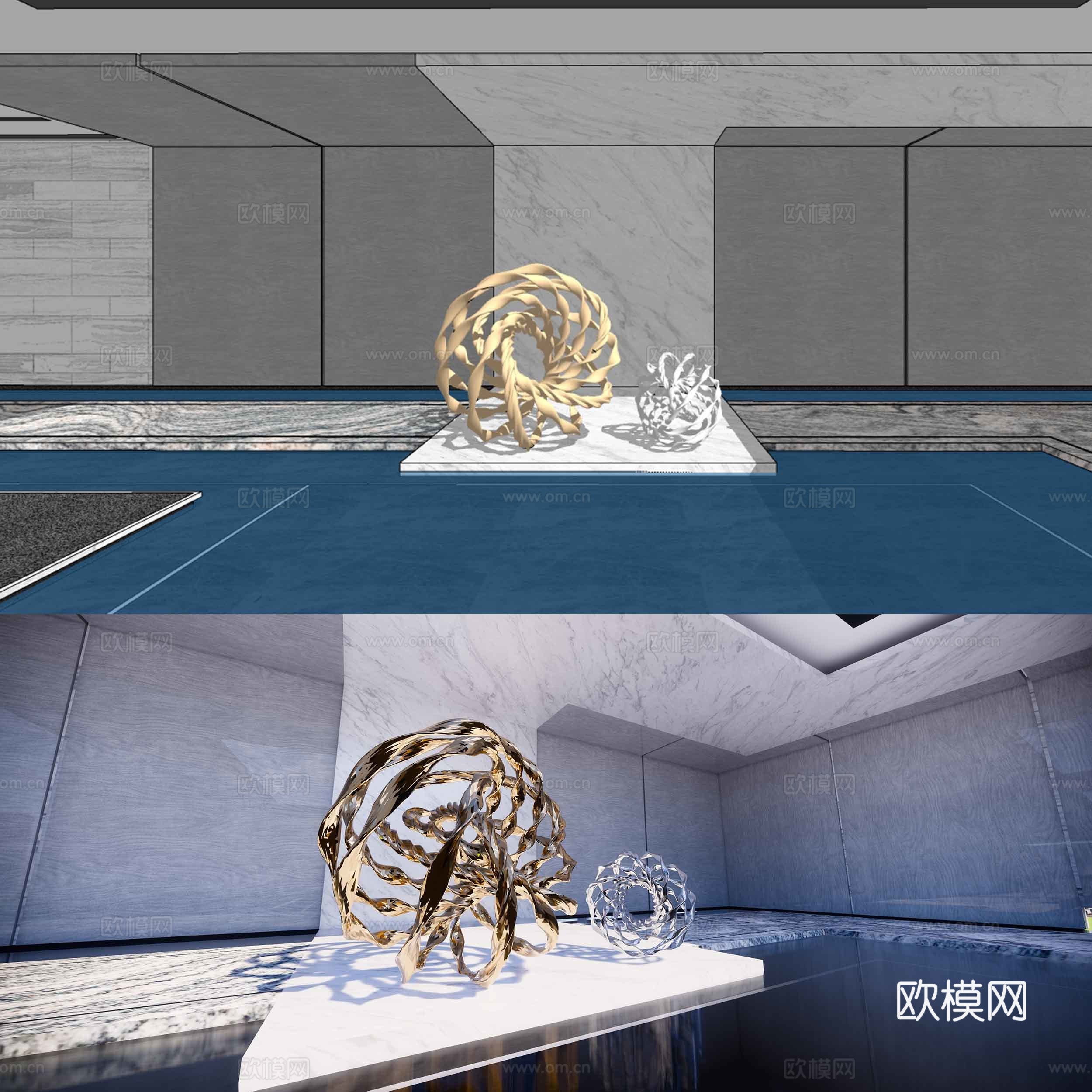 现代创意雕塑小品su模型下载
