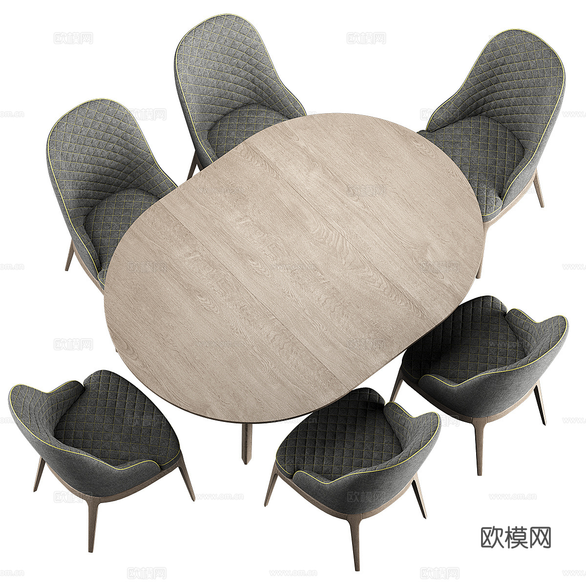 现代意式圆餐桌椅组合3d模型下载（渲染图5）