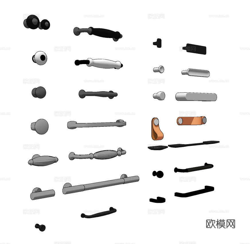 现代金属抽屉门拉手su模型下载