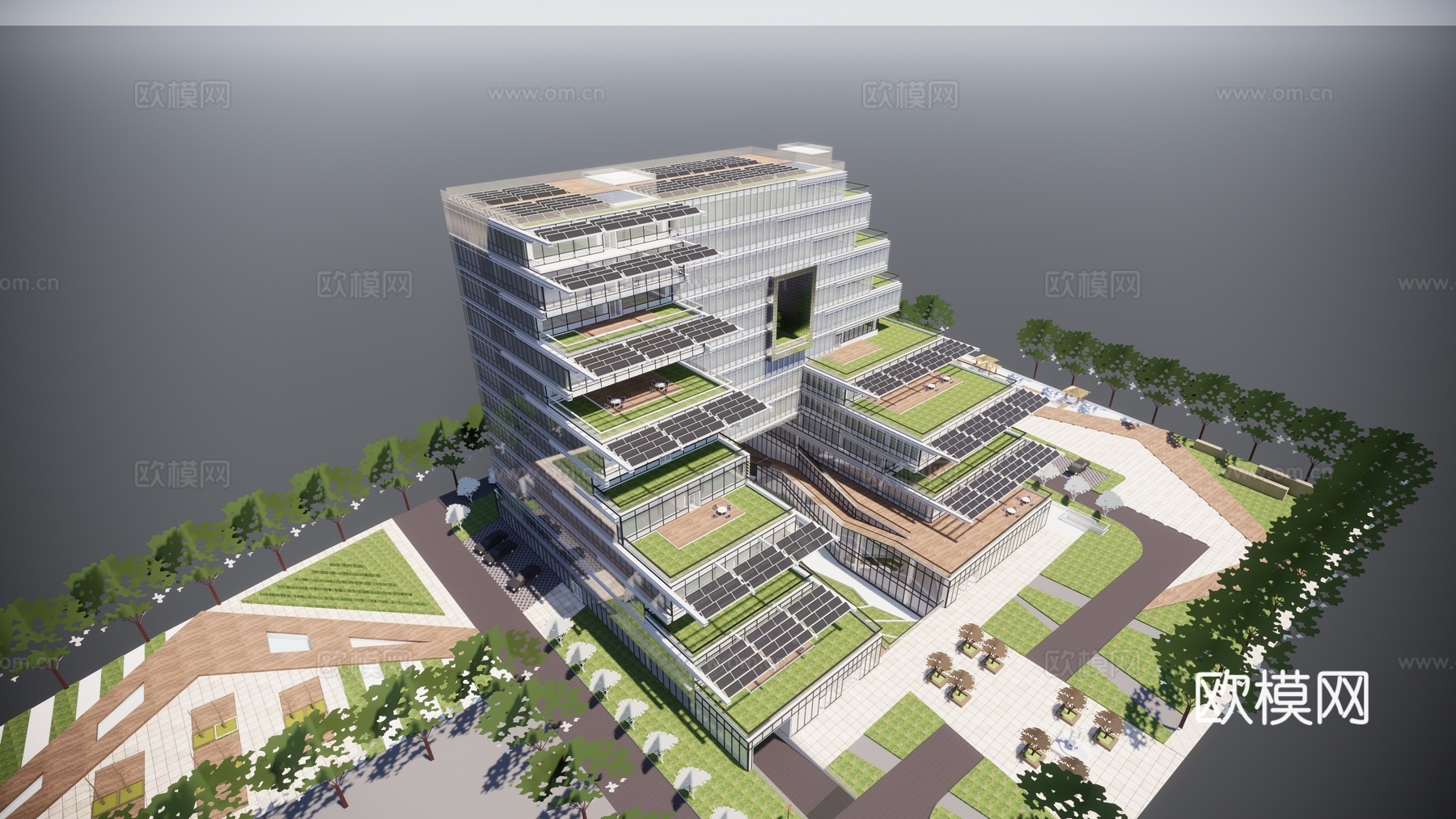 现代办公楼建筑外观su模型下载