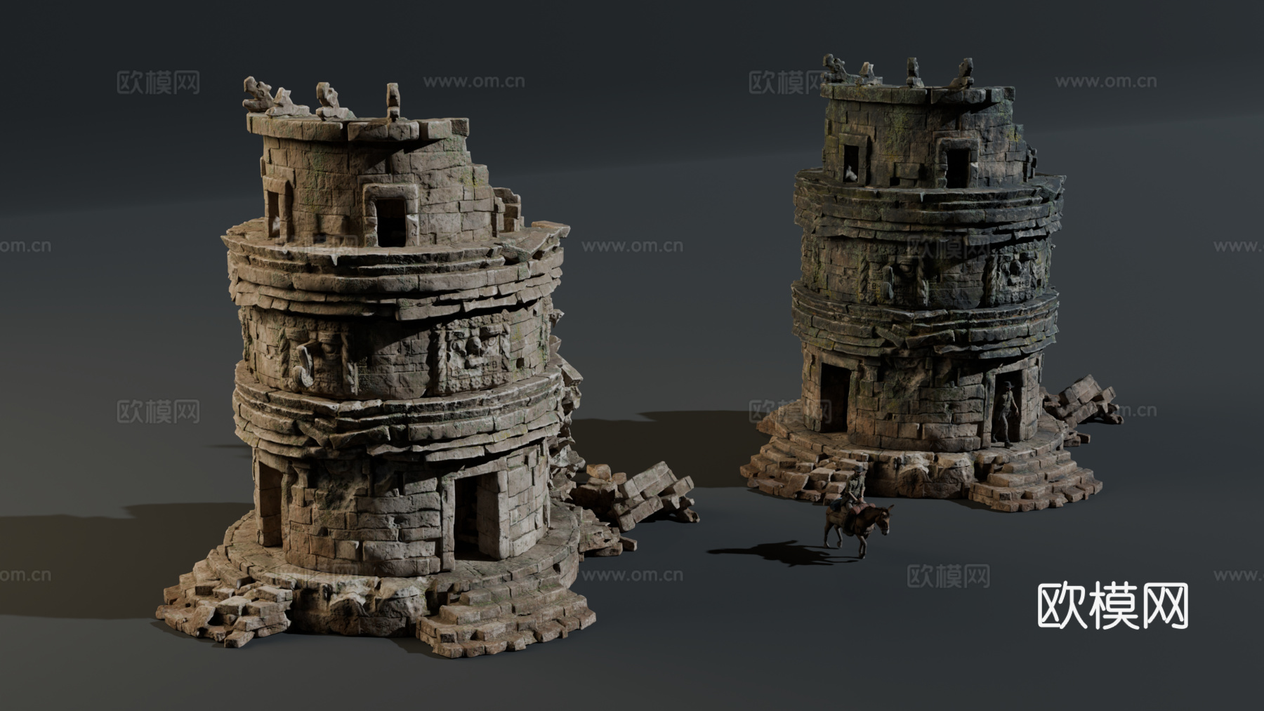 古代遗迹 废墟 神庙城堡遗迹 废墟城墙 失落之城遗迹su模型