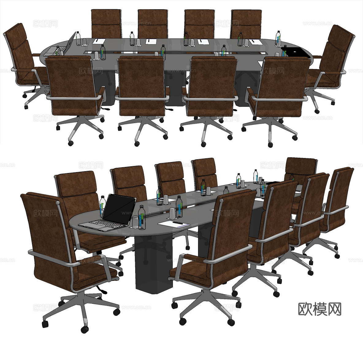 现代会议桌椅su模型下载