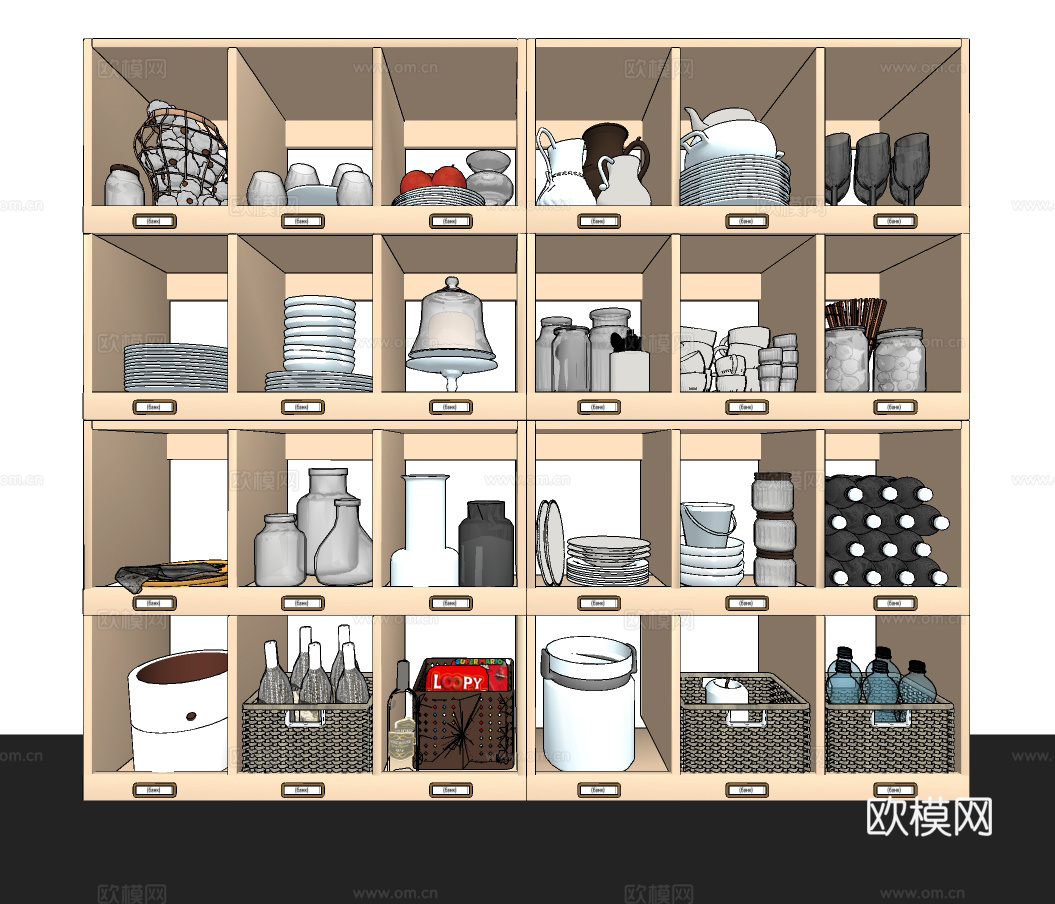 现代厨具餐具置物架su模型下载