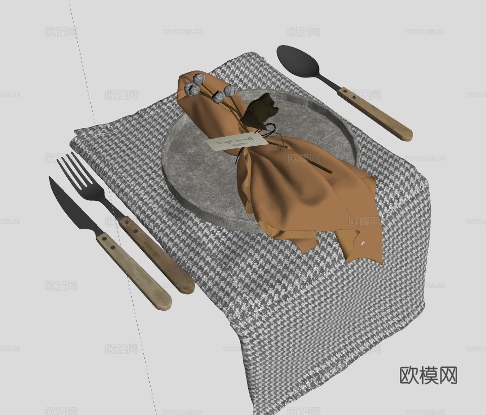现代刀叉餐具su模型下载