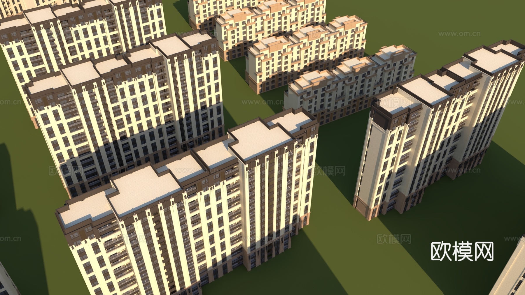 现代住宅楼建筑外观su模型下载