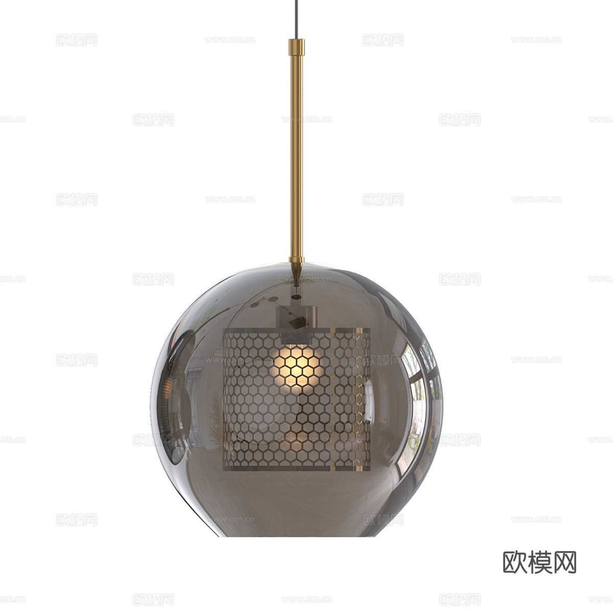 现代意式轻奢金属玻璃装饰吊灯3d模型