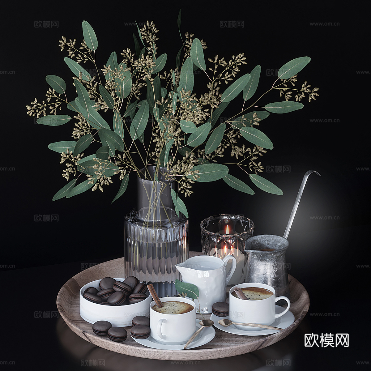 现代意式茶具 咖啡 饼干3d模型