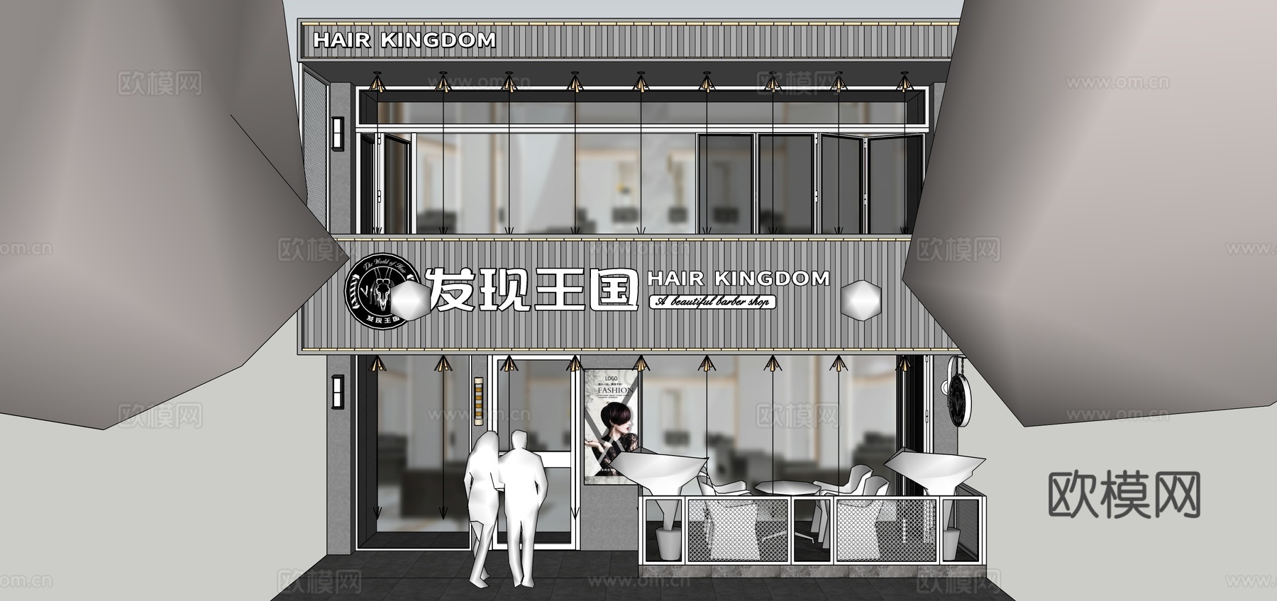 工业风烤肉店烧烤店门头su模型下载