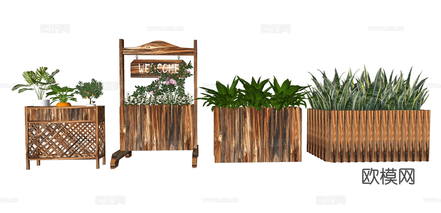 现代花坛花箱su模型下载