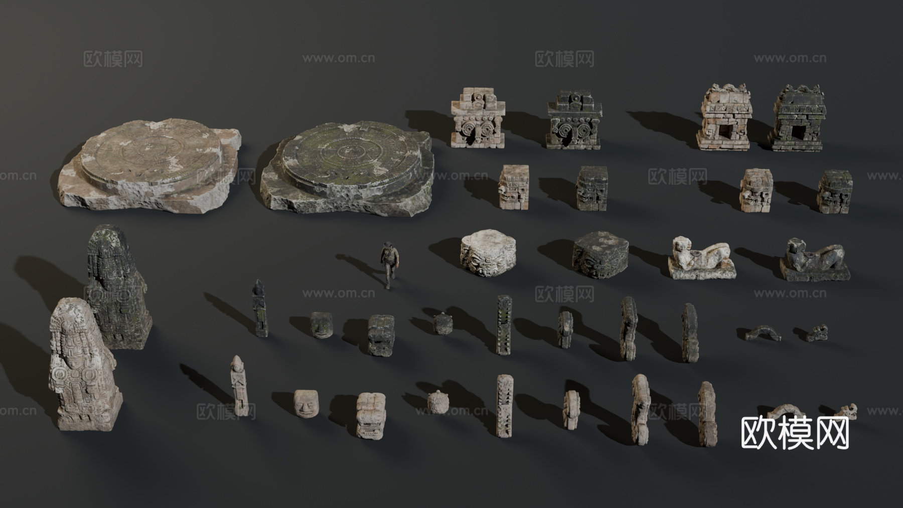 古代遗迹 废墟石块 神庙遗迹 废墟城墙 失落之城遗迹su模型