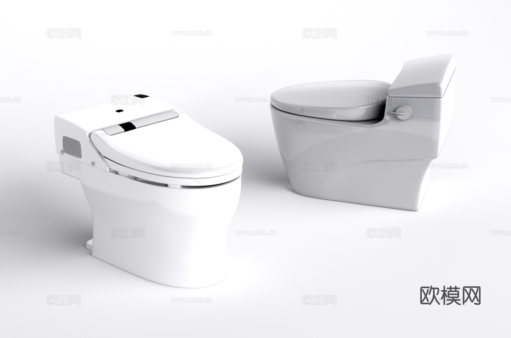 现代智能马桶座便器su模型下载