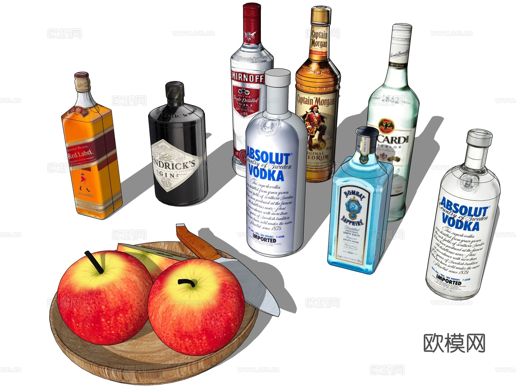 现代苹果酒水饮料su模型下载