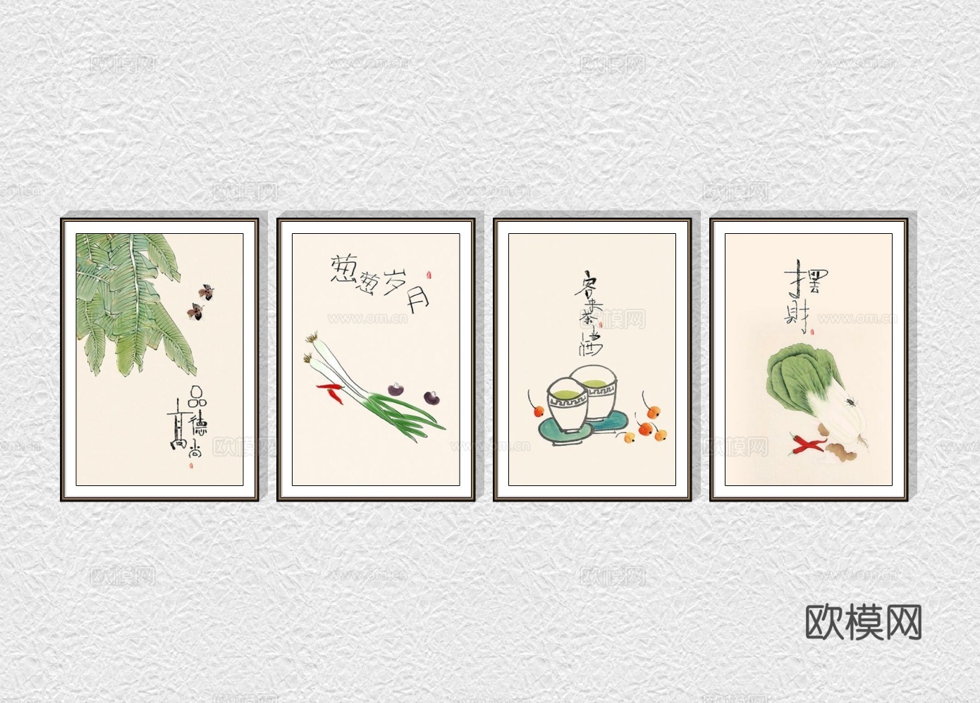 新中式卡通装饰画su模型下载
