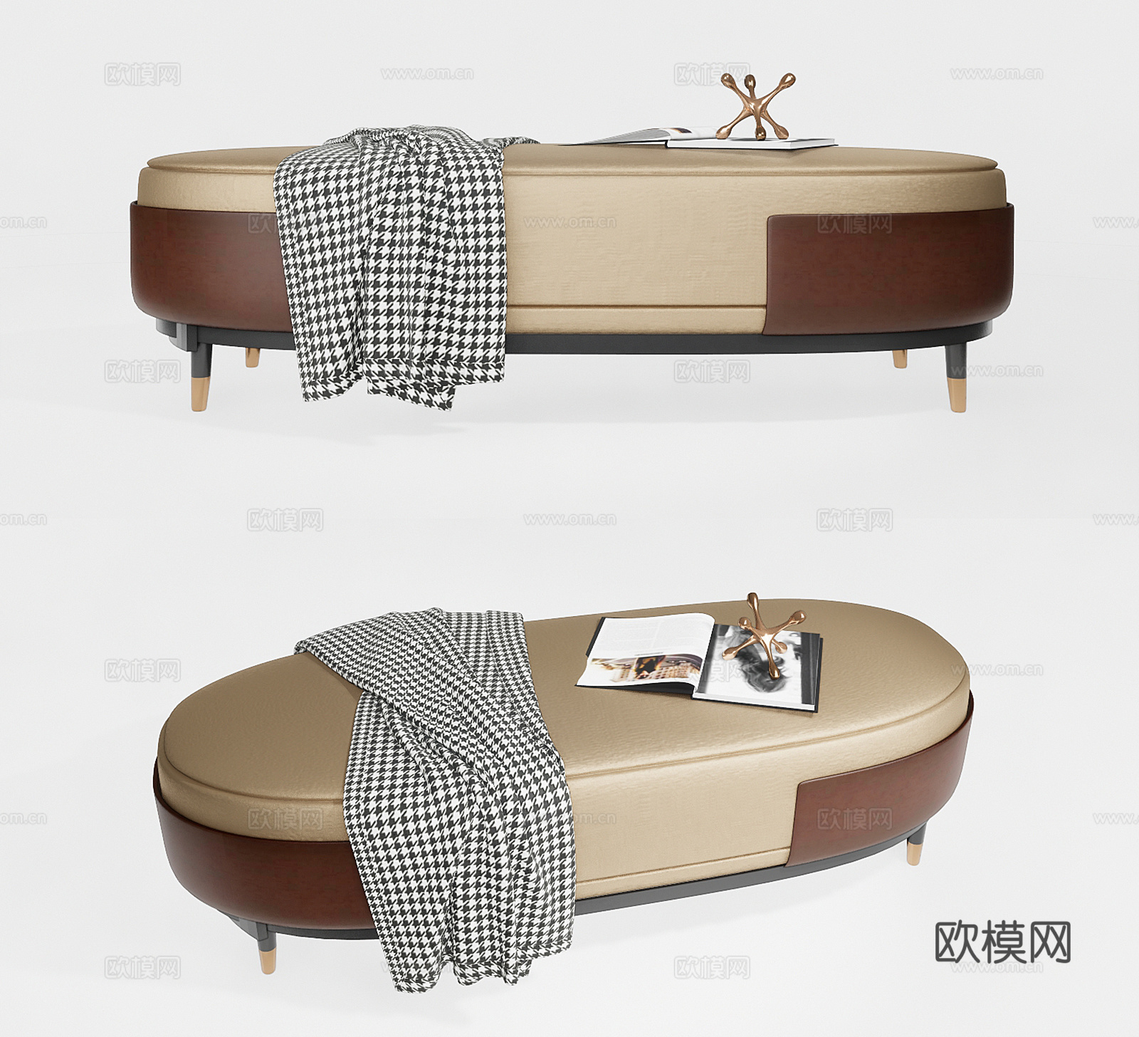 现代皮革脚踏su模型下载
