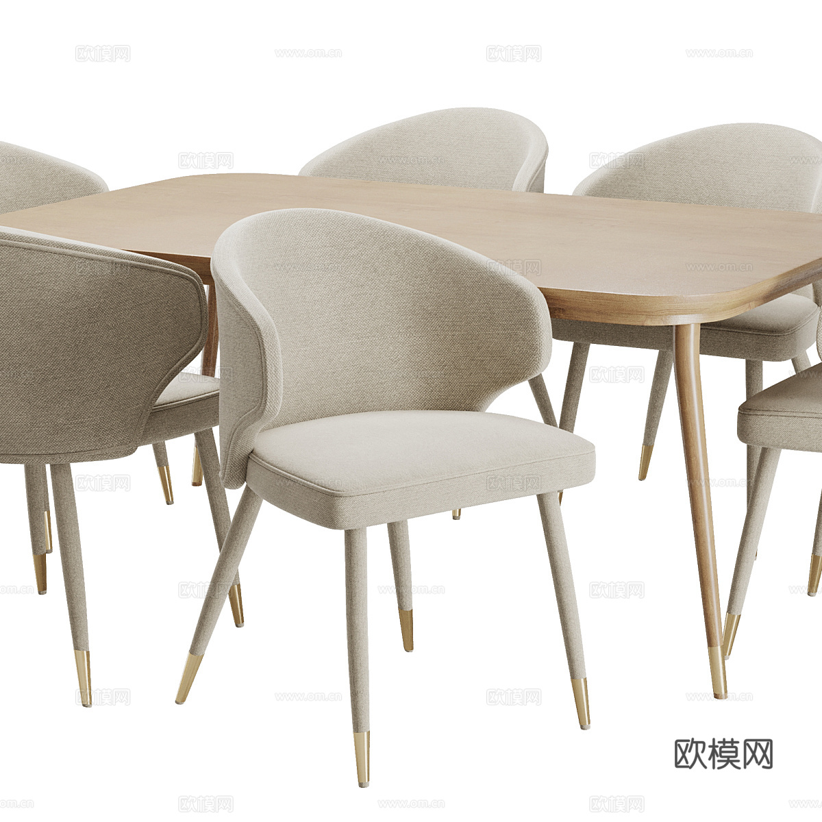 新中式轻奢餐桌椅组合3d模型