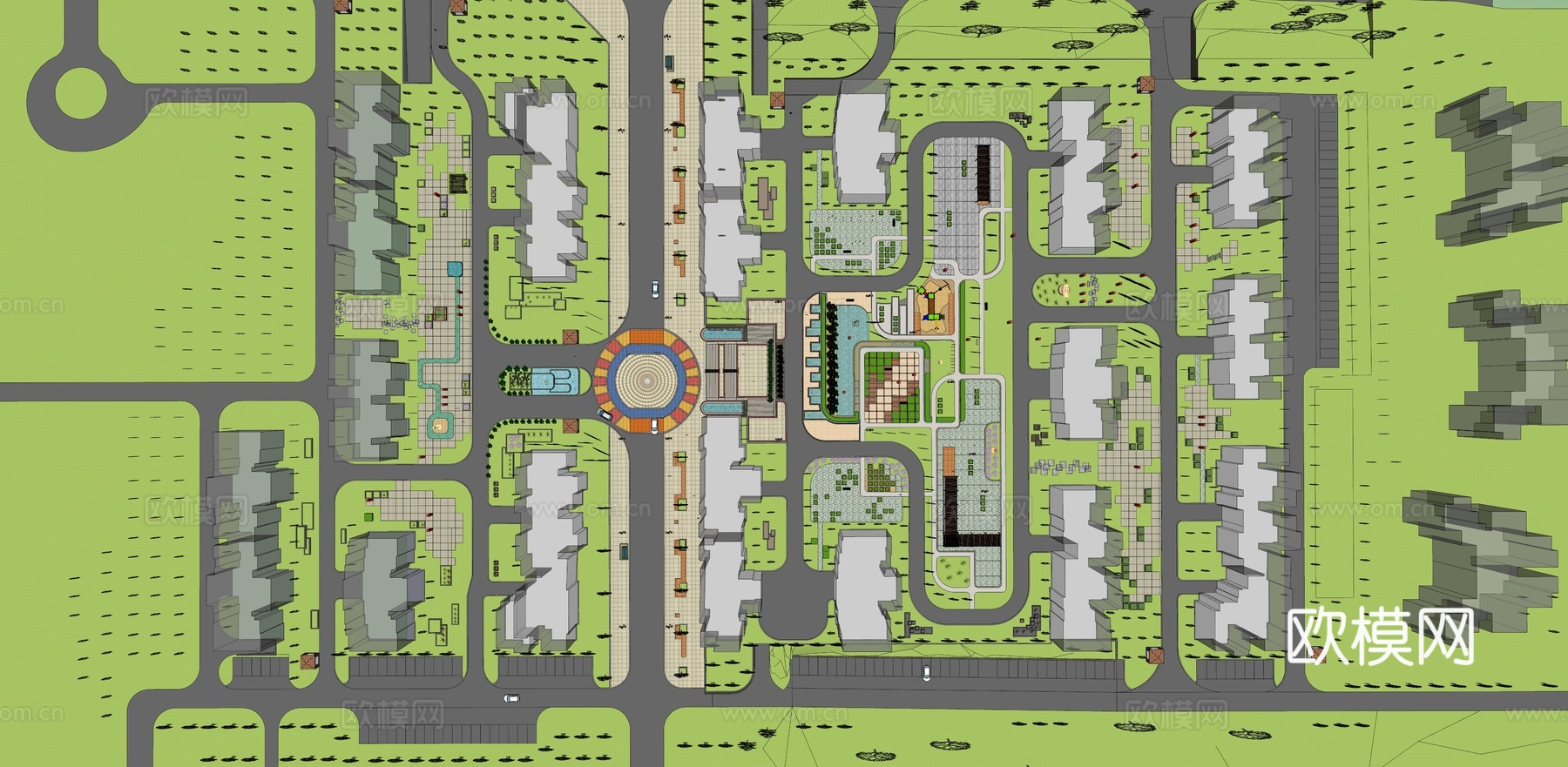 现代小区建筑外观su模型下载