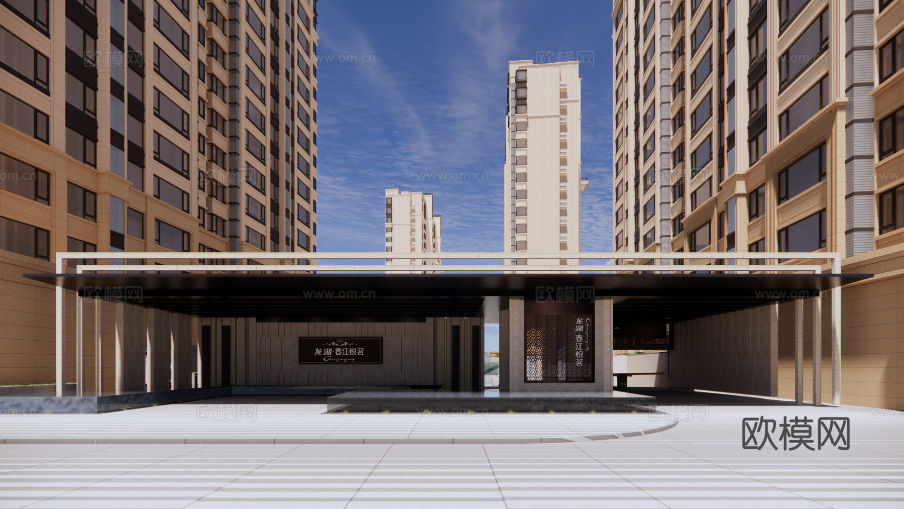 现代住宅小区外观su模型下载