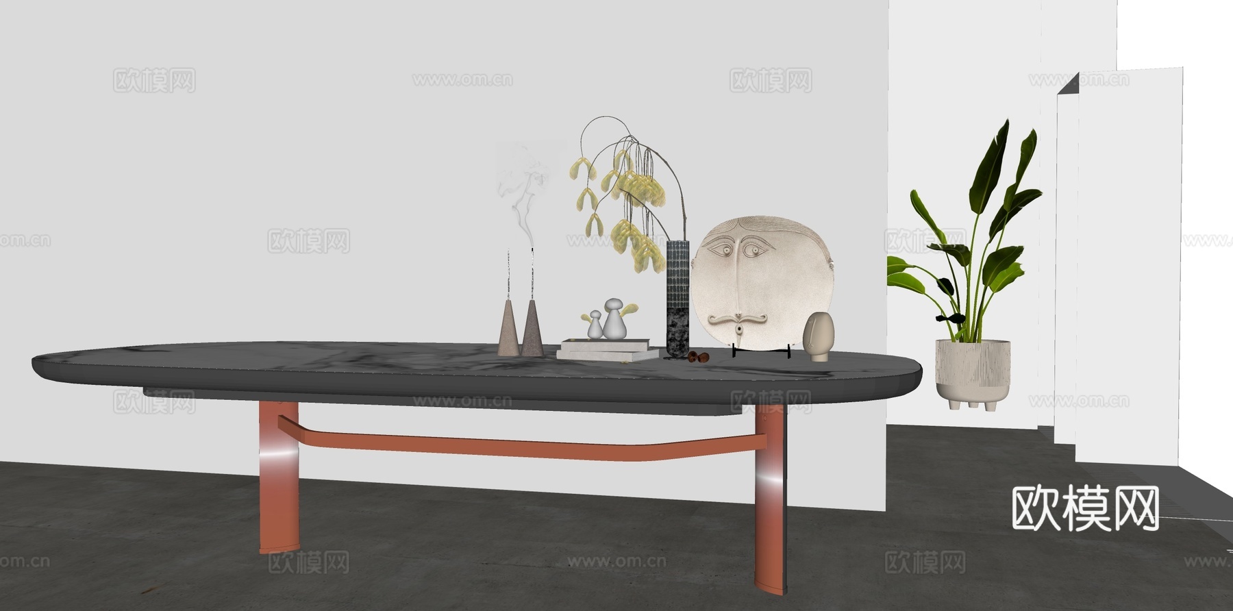 现代端景条案su模型下载