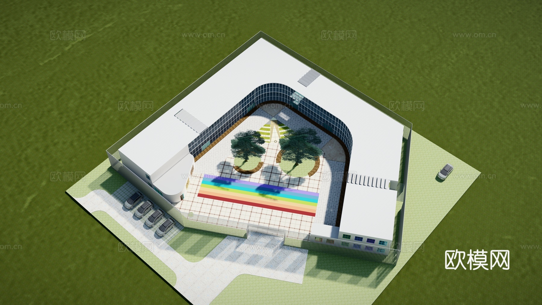 现代幼儿园建筑外观su模型下载