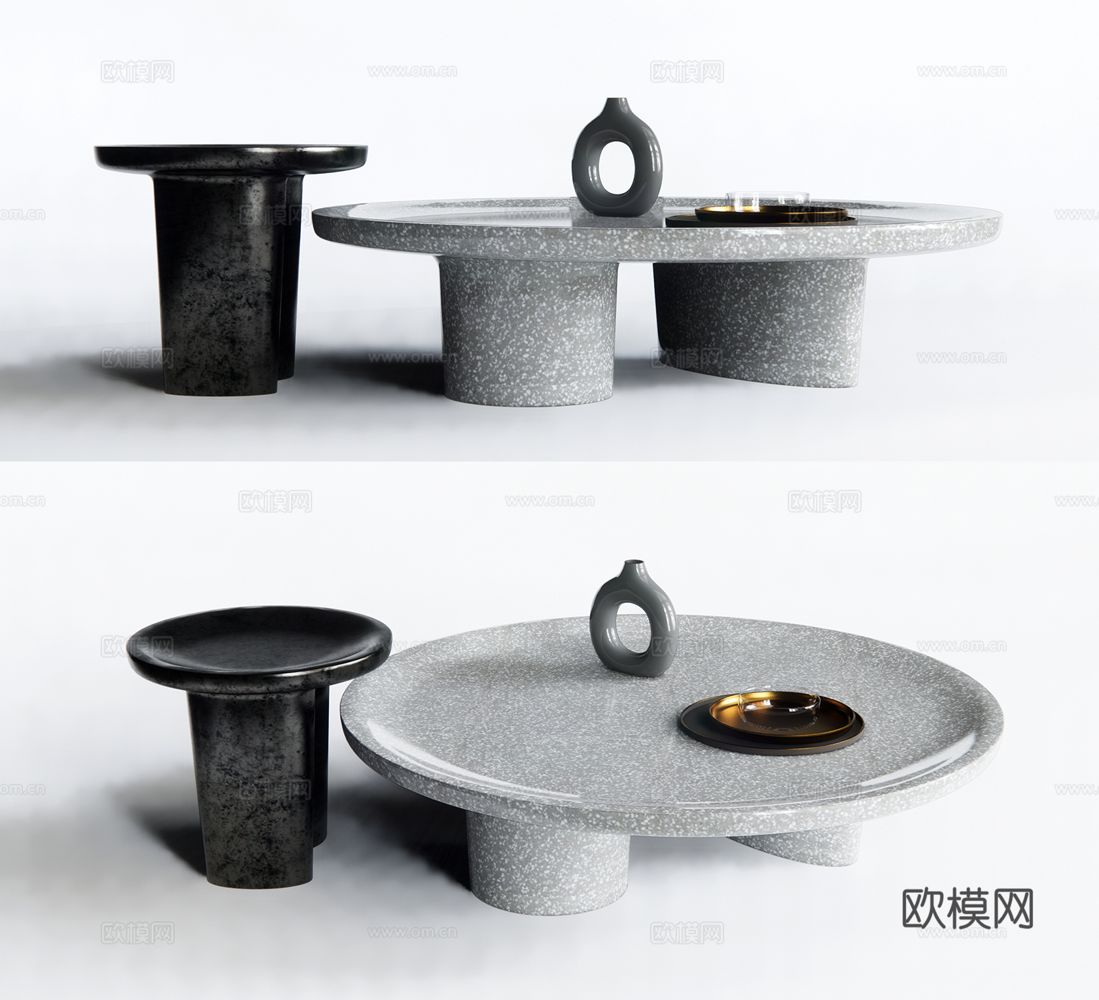 现代圆形茶几su模型下载