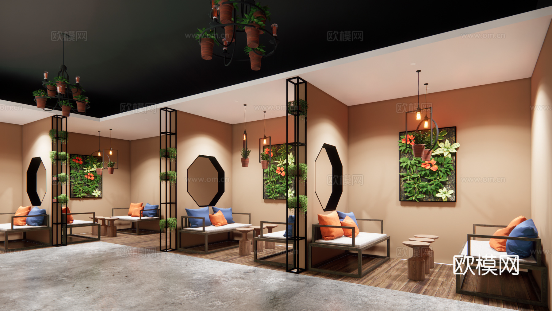 新中式茶楼卡座su模型下载