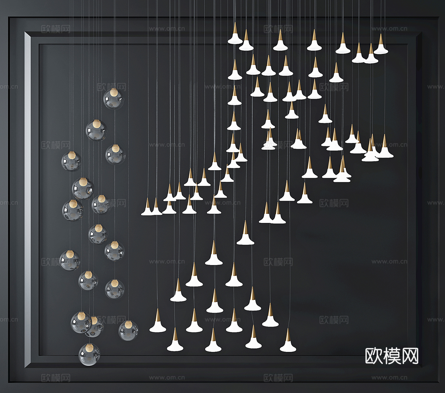 现代玻璃吊灯su模型下载