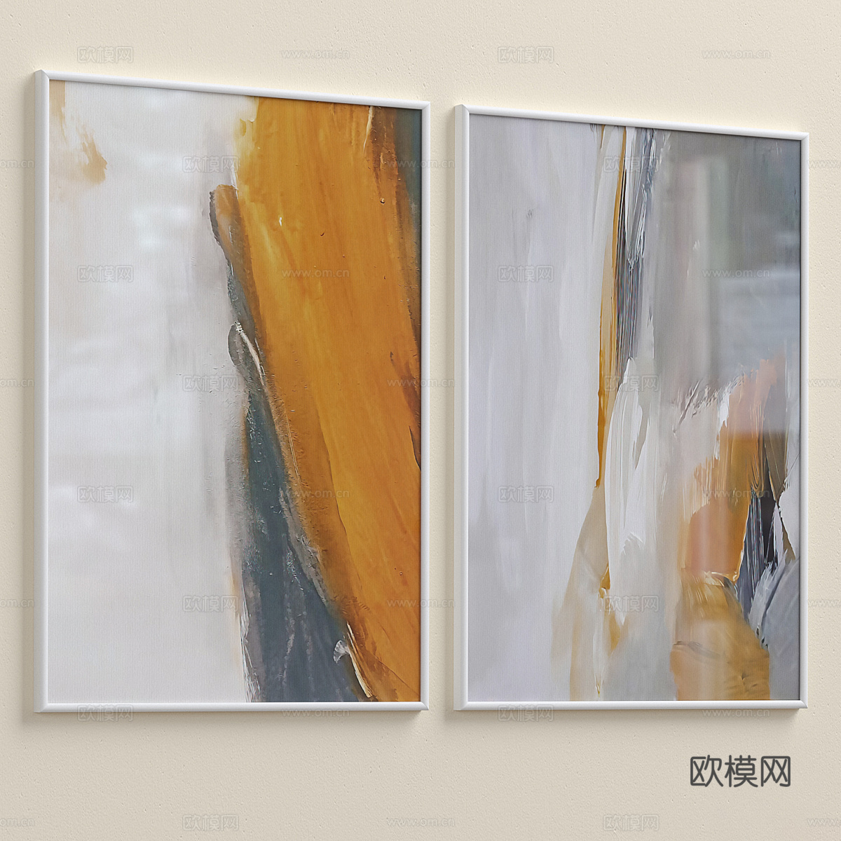 现代意式轻奢装饰挂画3d模型