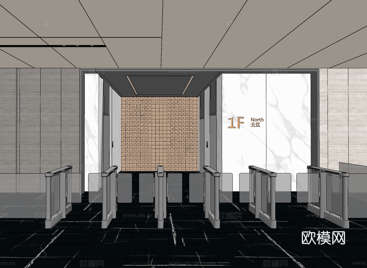 现代门禁道闸su模型下载