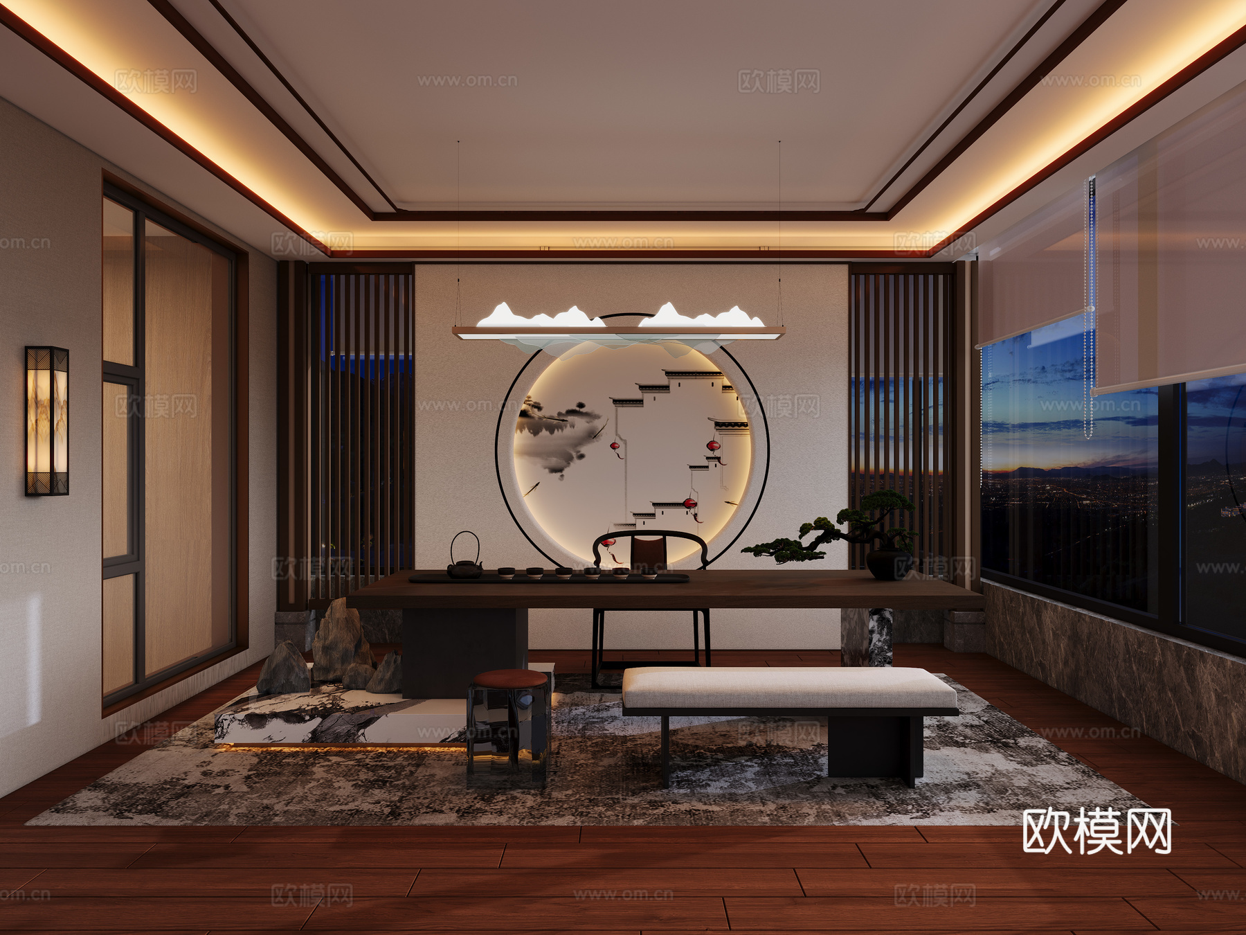 新中式别墅阳光房3d模型