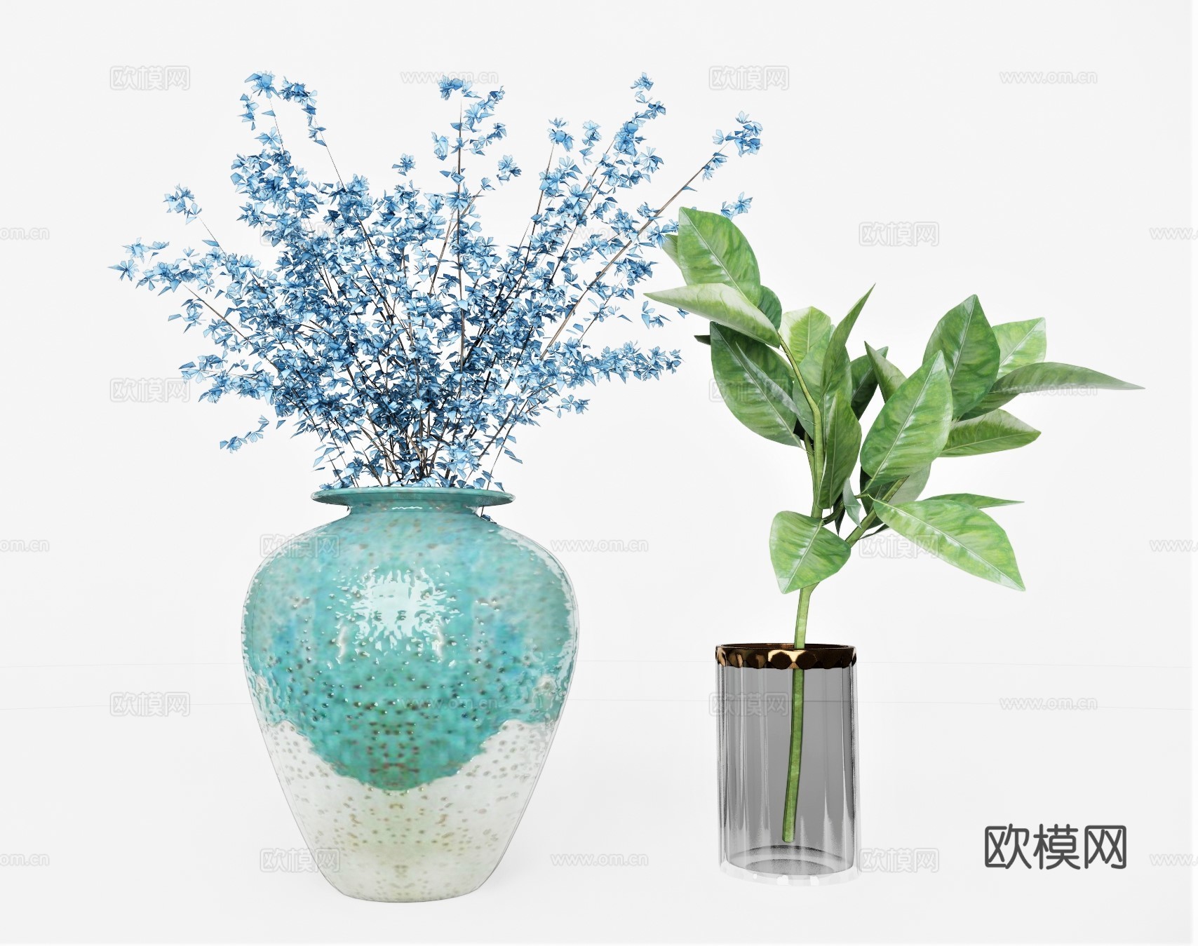 现代满天星芭蕉艺术花瓶摆件su模型下载