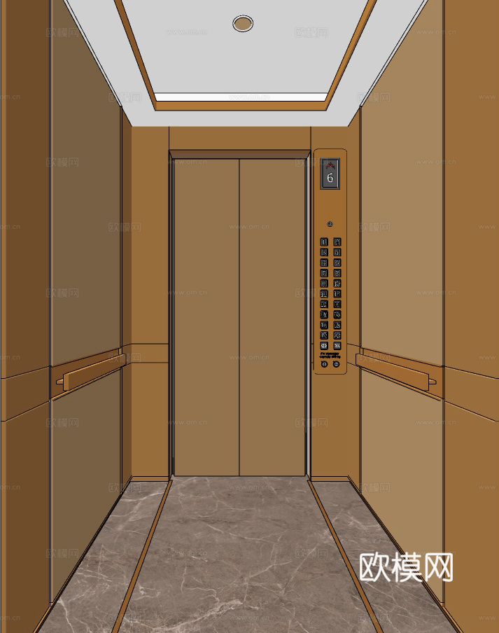 现代电梯轿厢su模型下载