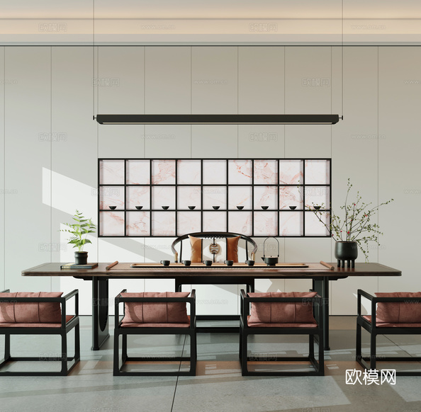 現(xiàn)代極簡(jiǎn)茶室3d模型下載(渲染圖1)