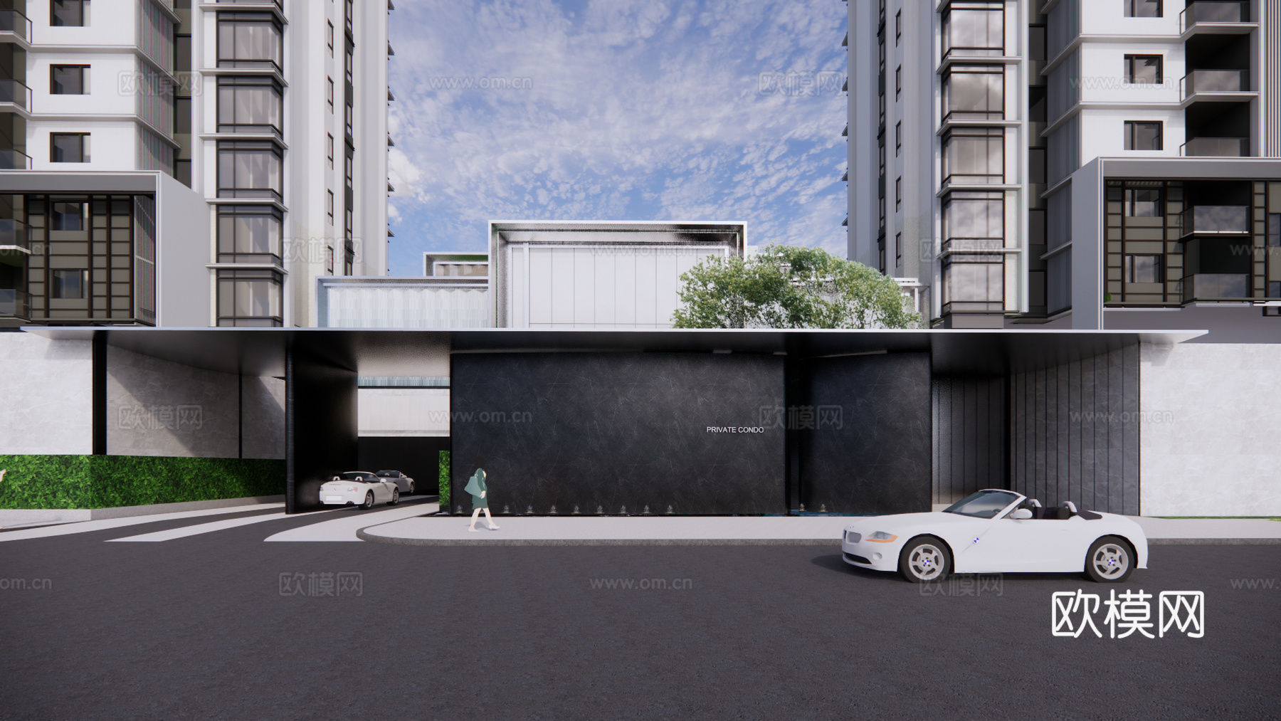 现代小区入口大门su模型下载