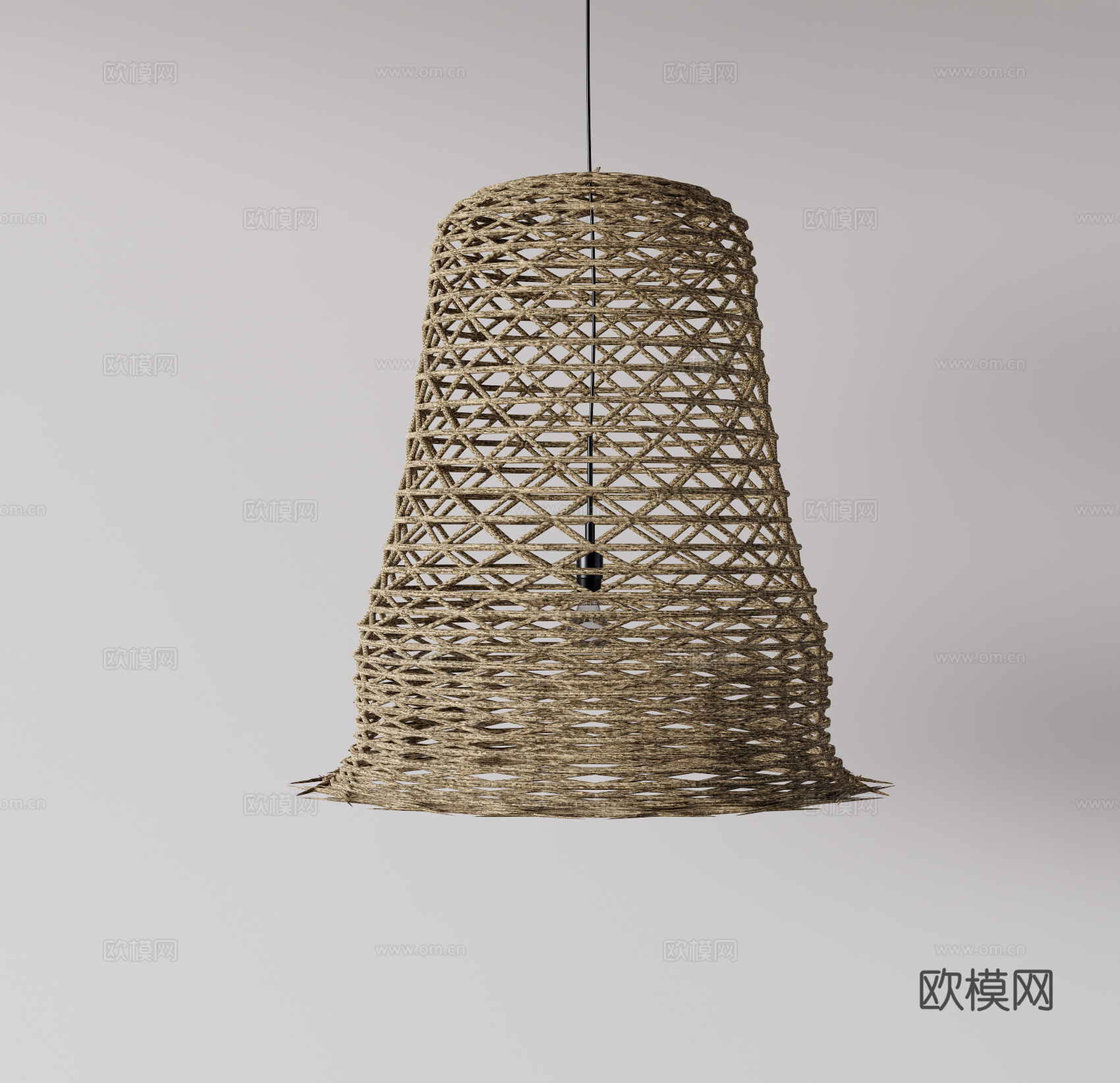 现代侘寂藤编吊灯su模型下载