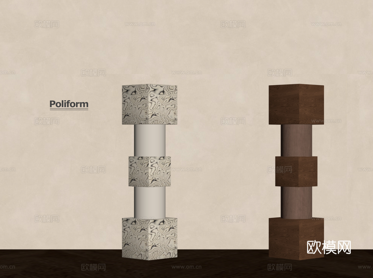 现代中古风雕塑 室内异形雕塑su模型下载（渲染图2）