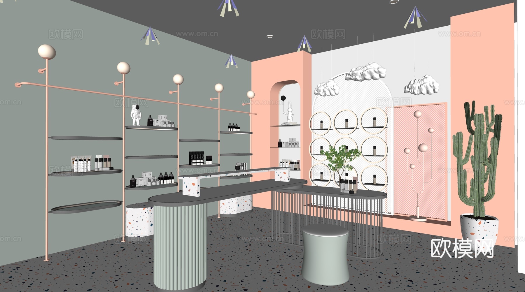 北欧美妆店化妆品店su模型下载