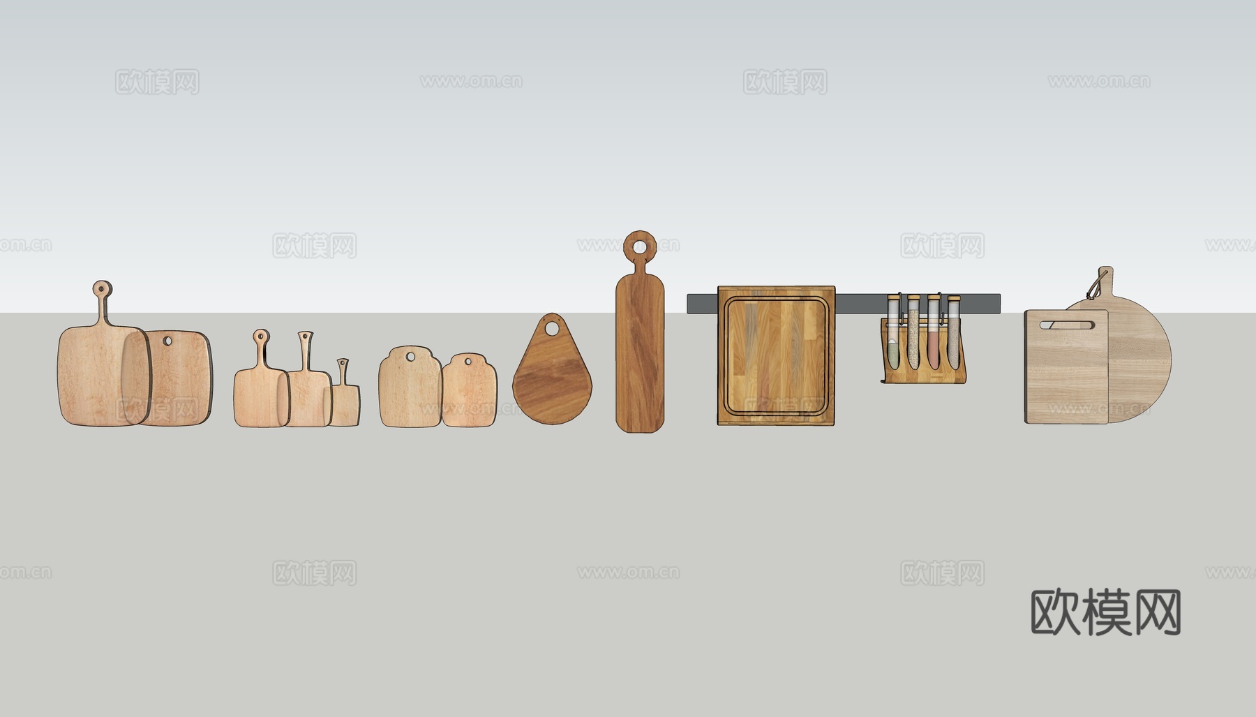 现代厨房厨具su模型下载