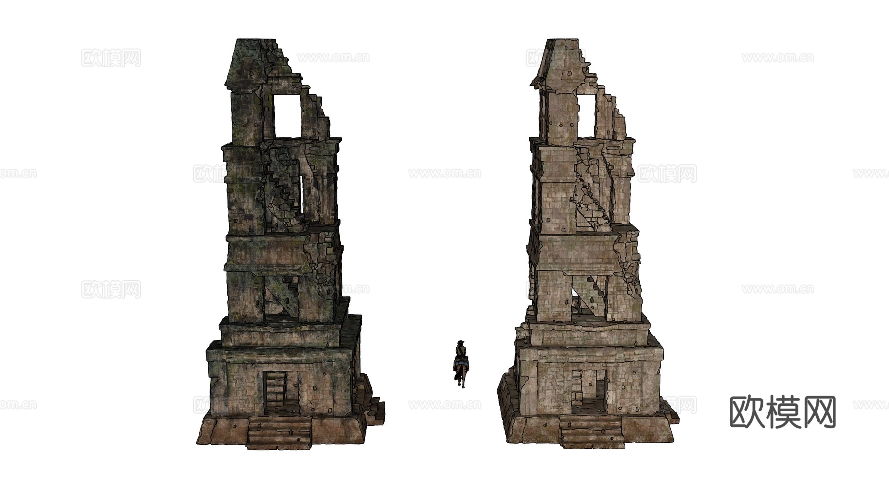 古代遗迹 废墟 神庙城堡遗迹 废墟城墙 失落之城遗迹su模型