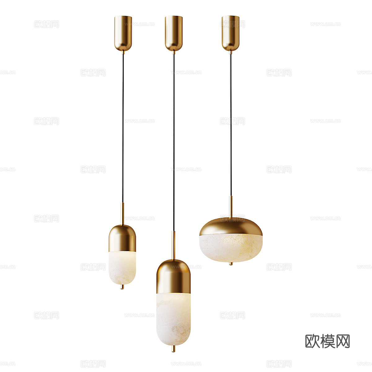 现代轻奢金属玻璃装饰吊灯3d模型