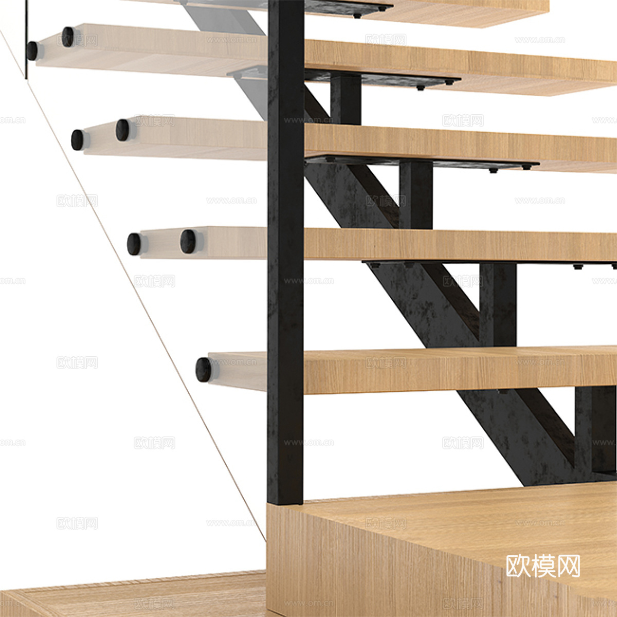 现代钢结构悬浮楼梯3d模型