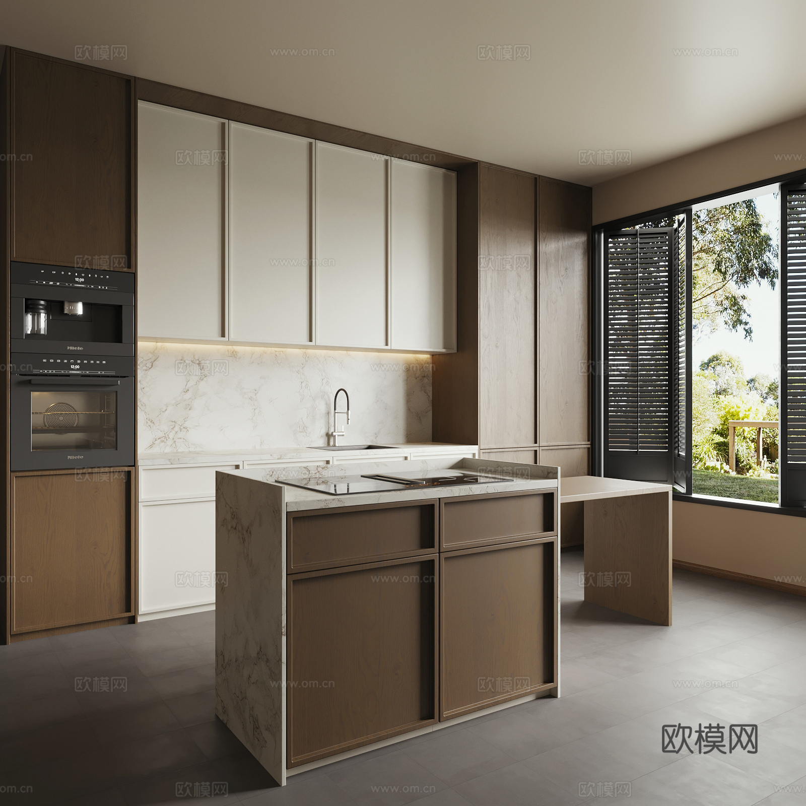 中古餐厅 岛台 西厨区3d模型