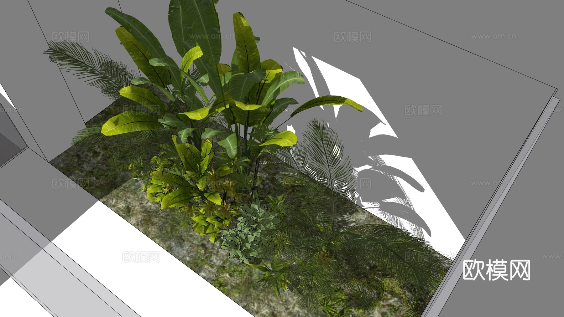 现代植物景观小品su模型下载
