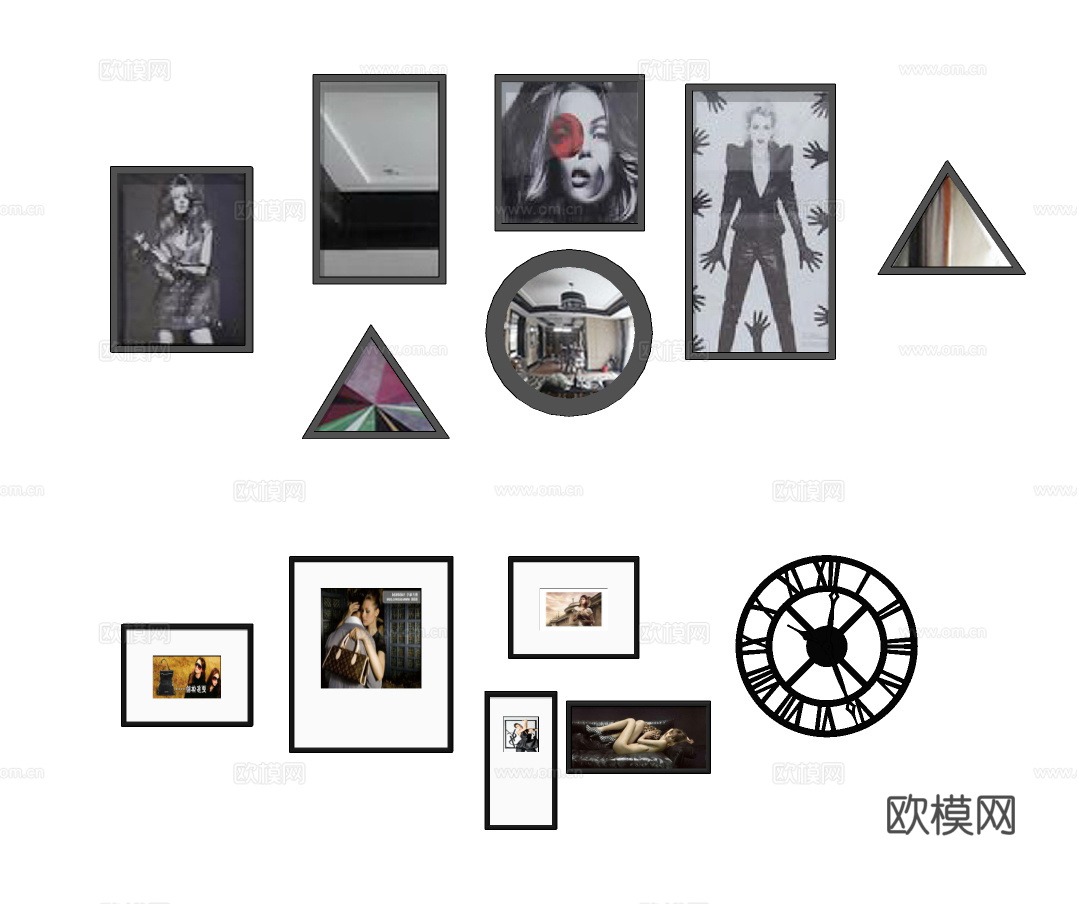 北欧装饰画挂画su模型下载