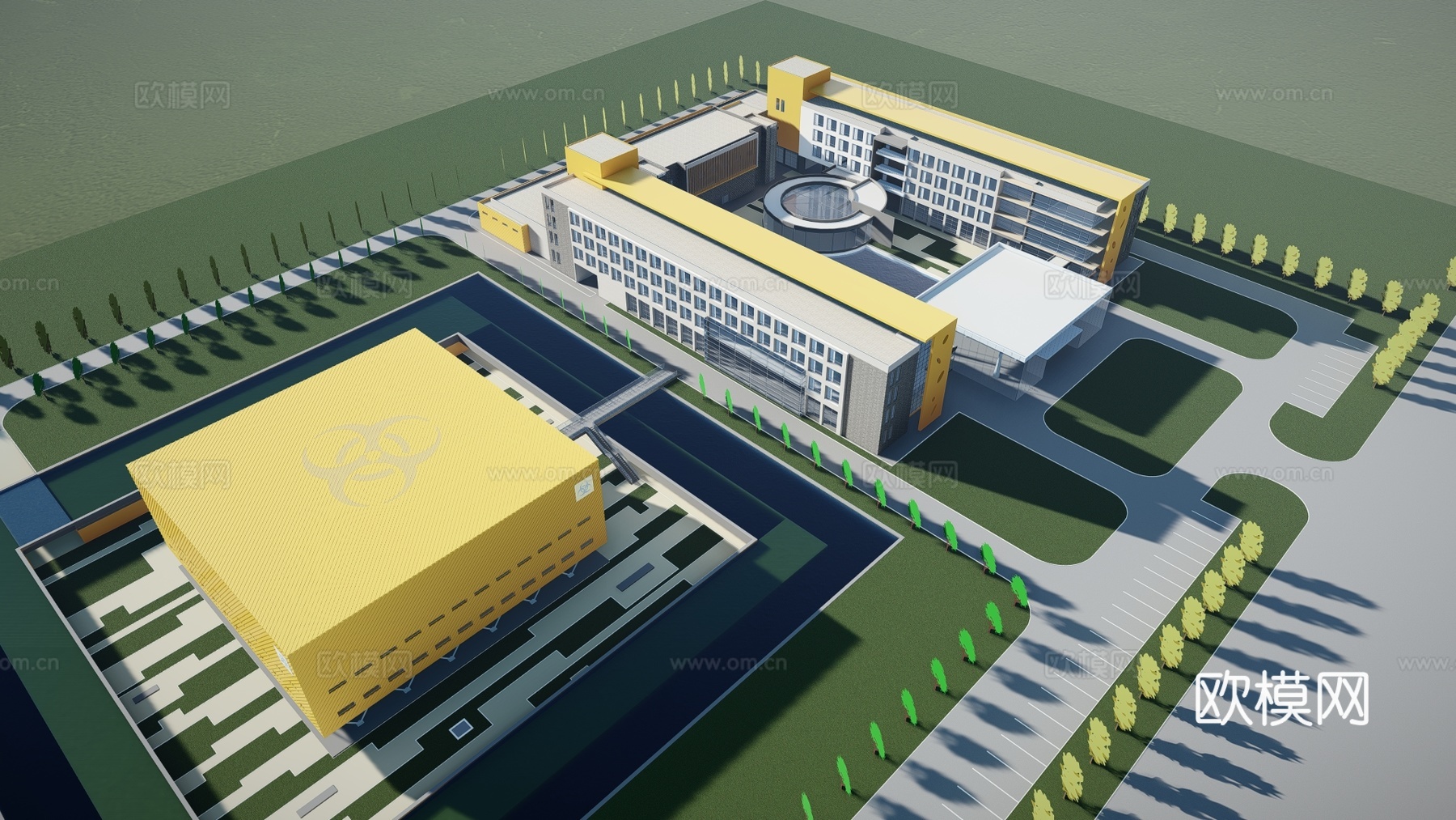 现代学校教学楼建筑外观su模型下载