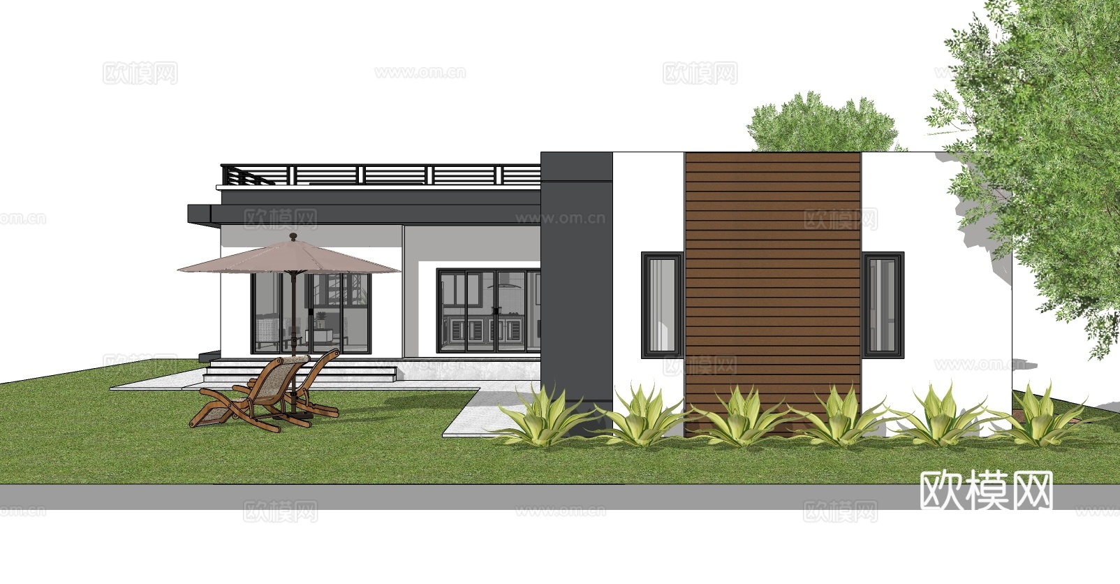 现代住宅建筑su模型下载