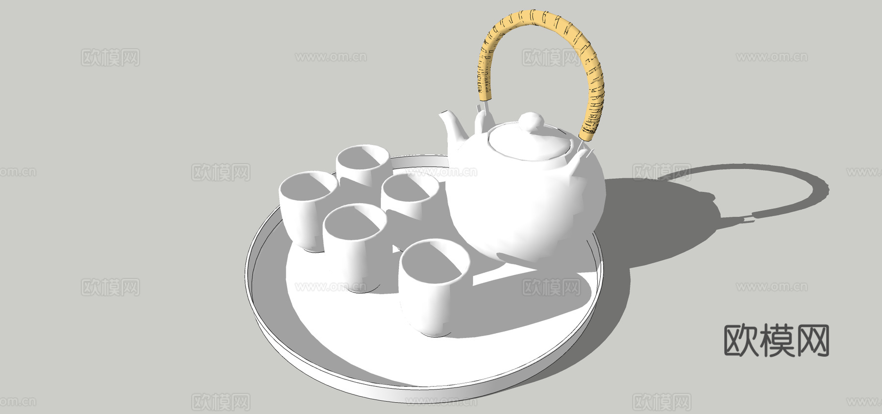现代茶壶茶杯茶具su模型下载
