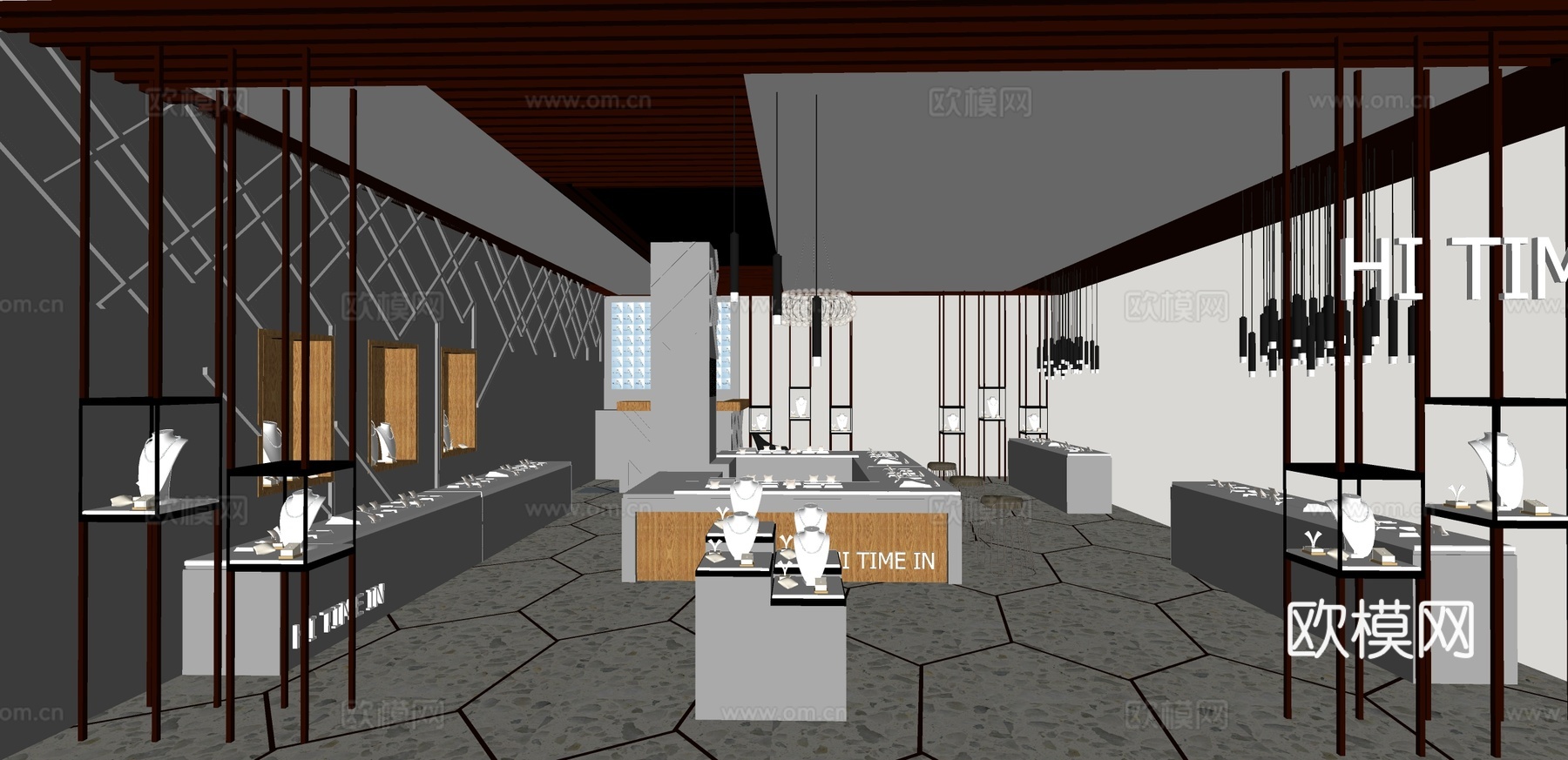 现代珠宝首饰店su模型下载